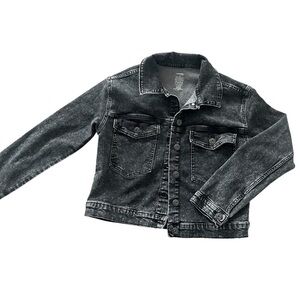 Kids' Black Washed Denim Jacket - Classic Casual Jean Jacket